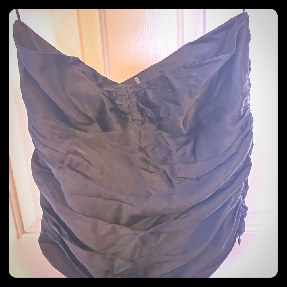 Elie Tahari Black Silk strapless blouse.